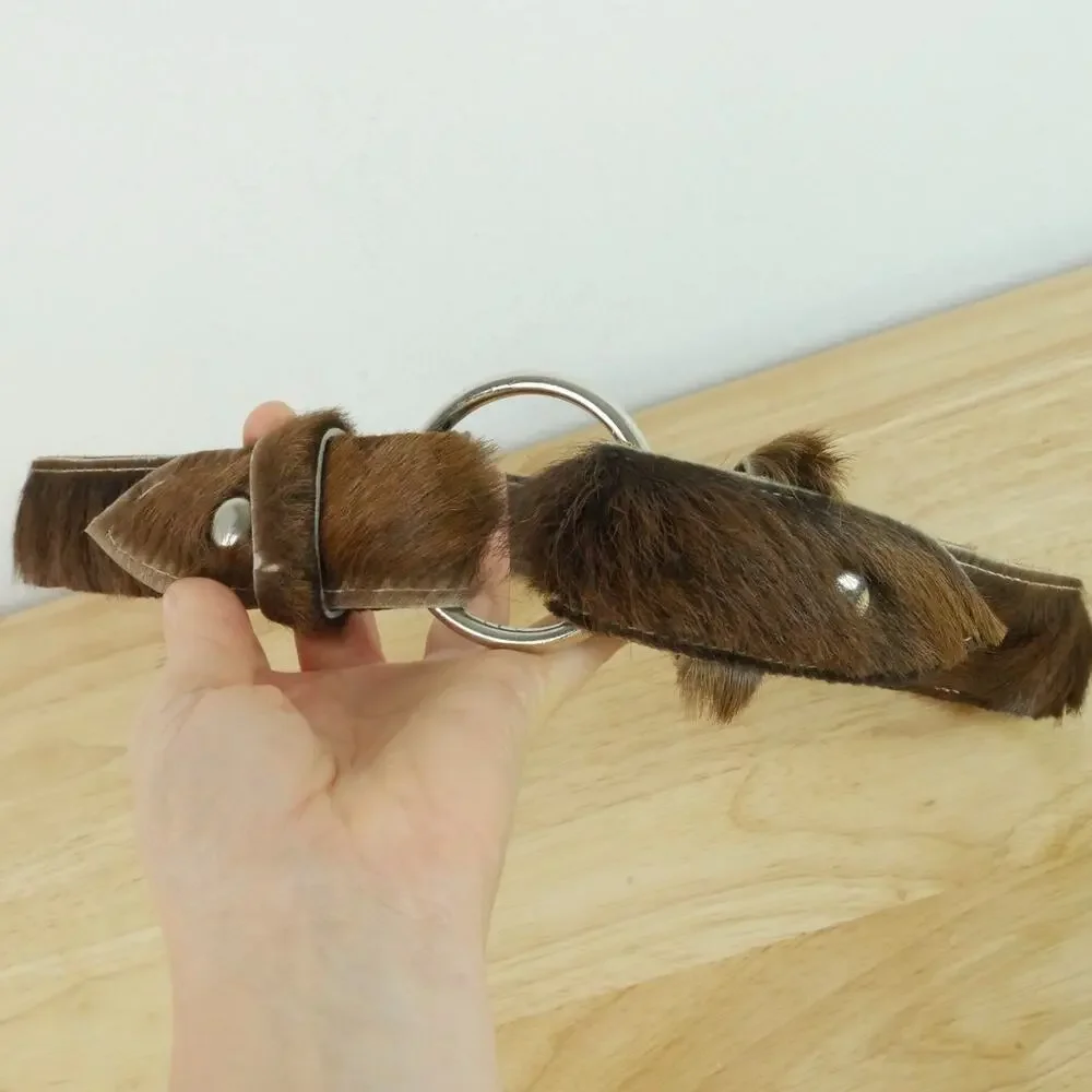 Cow Hide Fur Western Belt 30